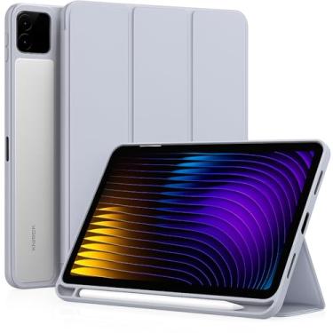 Imagem de Capa Case PREMIUM Anti Impacto compatível com Xiaomi Pad 7 e Pad 7 Pro 11,2 polegadas 2024 - Com função sleep e Compartimento para Caneta - Traseira rígida em acrílico (Cinza)