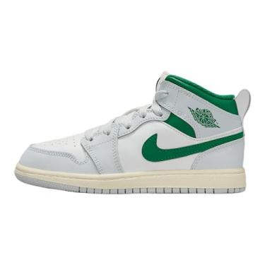 Imagem de Tênis infantil Jordan 1 Mid DQ8424-142, branco Summit/platina pura/verde (Sail/Pine Green), Summit Branco/Platina pura/Vela/Verde Pinheiro, 12 Little Kid
