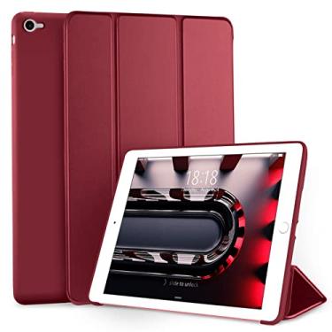 Imagem de DTTO Capa para iPad Air 2 (lançado em 2014), capa inteligente ultra fina e leve com suporte de três dobras com capa traseira flexível de TPU macio para Apple iPad Air 2 (modelo A1566/A1567), vinho