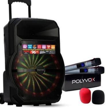 Imagem de Caixa de Som Amplificada Xc-715 Polyvox, Bluetooth, USB, 700w + 2 Microfones Sem Fio Polyvox