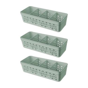 Imagem de Kit Conjunto Com 3 Cestos Vazado Pequeno Organizador Prático Com Desig
