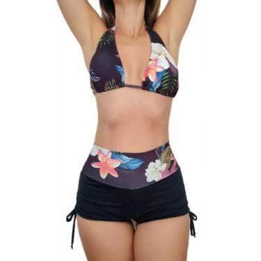 Imagem de Biquíni Shorts Cintura Alta E Top Cortinão Com Bojo - Vila Beach Wear,