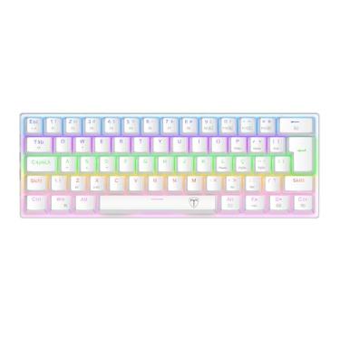 Imagem de Teclado Gamer T-Dagger Arena Pro Iluminação Rainbow Branco 60% Switch Marrom T-TGK321W PRO-BR PT