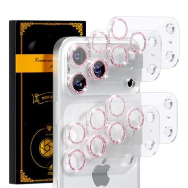 Imagem de beuxece Protetor de lente para câmera para telefone 17 Pro Max [proteção contra quedas] [fácil instalação] [fácil instalação] 9H protetor de tela de vidro temperado acessórios de 17,5 cm, rosa