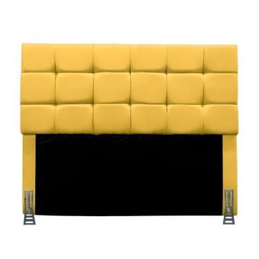 Imagem de Cabeceira Solteiro 90 Cm Estofada Talita Em Suede Com Frame Amarelo