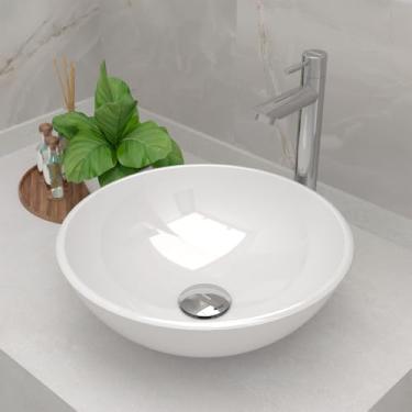 Imagem de Cuba Pia de Apoio Sobrepor Redonda 35cm Branca Banheiro Lavabo Beltempo BT-3073