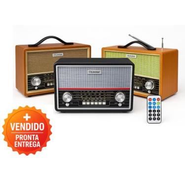 Imagem de Rádio Retrô Portátil Recarregavel 8W AM FM SW 3 Bandas Estilo Vintage 