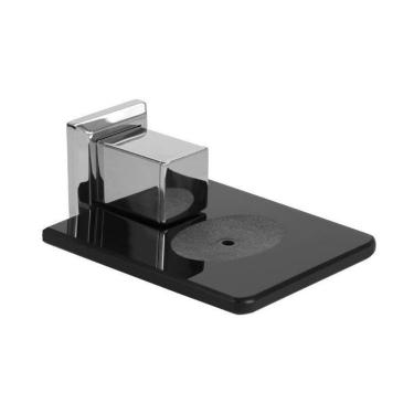 Imagem de Saboneteira Aço Inox Vidro Preto Suporte Sabonete Banheiro