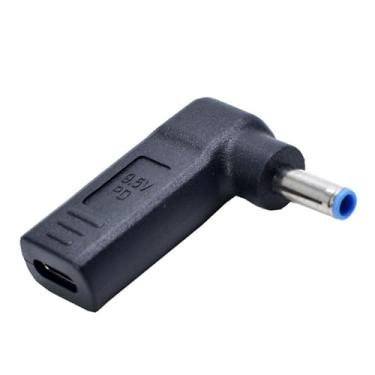 Imagem de HSZJsto Adaptador de carregamento USB C para laptop de 4,5 mm fêmea tipo C para macho DC 4,5 x 3,0 mm conversor de plugue de conector de carregador de energia PD para HP Probook Notebook Elitebook