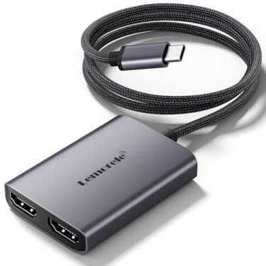 Imagem de Lemorele Adaptador HDMI duplo MacBook Pro Air USB C compatível com MacOS 10.15 e superior, Windows 10 e acima para espelhar ou estender exibição de vídeo externa 4K + 1080P, compatível com laptop HP