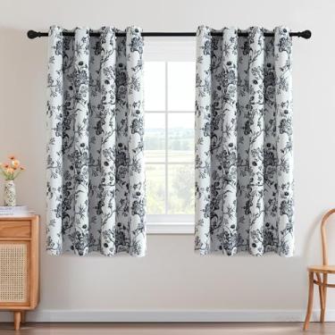 Imagem de H.VERSAILTEX Conjunto de 2 painéis de cortinas blackout de 153 cm, estampa floral, casa de fazenda para sala de estar, cortinas para escurecimento de quarto com ilhós, vintage, tratamento de janela