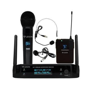 Imagem de Microfone Sem Fio de Mão com Lapela e Headset LS962 - Leson