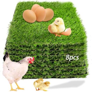 Imagem de MUYG 8 peças de almofadas de ninho de galinha para colocar ovos, almofadas laváveis para caixa de ninho reutilizável tapete de grama verde artificial forro de galinheiro para galinheiro, cama para