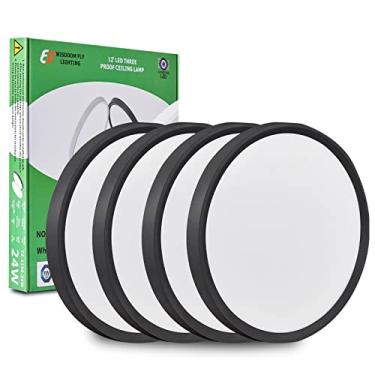Imagem de 4PK Luz de teto LED de montagem embutida de 30 cm, 24W, 2520LM, 3000K/4000K/6000K CCT selecionável, luz de painel plano redonda de baixo perfil para corredor, cozinha, quarto, lavanderia, preto