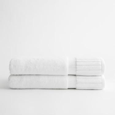 Imagem de Toalha de banho de algodão, 76 x 152 cm, branca, conjunto de 2