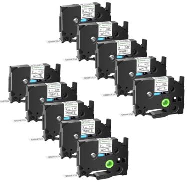 Imagem de GREENCYCLE Fita adesiva extra forte preta sobre branca compatível com Brother TZE-S221 TZS221 AZES221 0.9 cm 9 mm para PT-E550W PT2430PC 1890C PT-D210 PTP300BT PT-1010 PTH100 PTH110 D200-100 Pacote