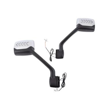 Imagem de HIGHTO Conjunto de espelho de capô cromado com luz LED Cinco flechas adequado para caminhão Kenworth T680 lado do motorista e do passageiro, um par sem aquecedor 2013-2019