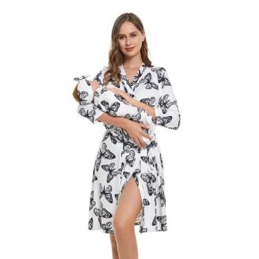 Imagem de Conjunto de roupão de maternidade e cobertor para bebês RWRWMOONPUT