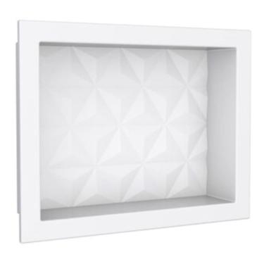Imagem de Nicho Mármore Sintético Texturizado 40X30cm Mulit Triangular Branco - P89985 - COZIMAX