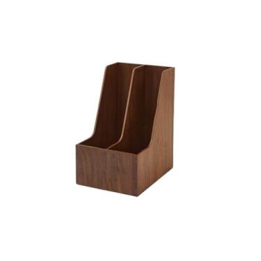 Imagem de Organizador de arquivos de mesa Suporte vertical para pasta de arquivo ou organizador produtos escritório, que economiza espaço(Brown)