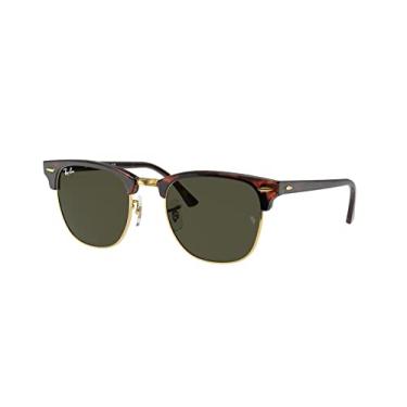 Imagem de Óculos de Sol Ray-Ban Clubmaster 0RB3016 W0366 Tam 55 / Marrom/Ouro - Lentes Verde