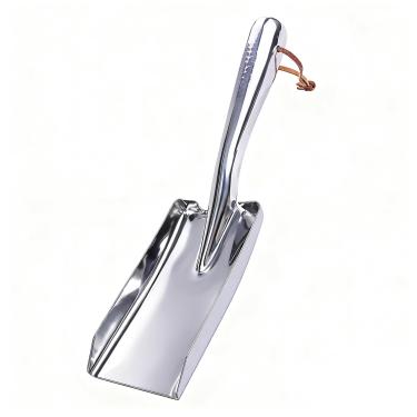 Imagem de Pá de metal para jardim, prata, aço inoxidável, tamanho compacto, para lareira, churrasco, limpeza de carvão