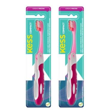 Imagem de Kit Escova Dental Compact Macia Kess Belliz Rosa C/2