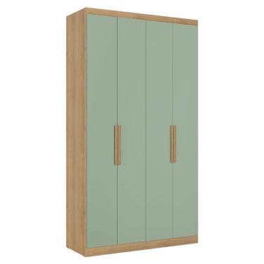 Imagem de Guarda Roupa Solteiro Milan 4 Portas Capuccino Menta Acetinado - Thb