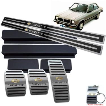 Imagem de Pedaleira + Soleira Chevrolet Chevette Preto Alto Relevo