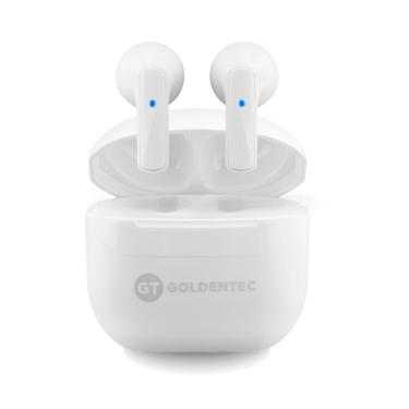 Imagem de Fone de Ouvido Bluetooth Auricular Goldentec 52394 - Cancelamento de Ruído - Case carregador Branco