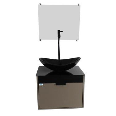 Imagem de Gabinete armário banheiro 40cm cuba oval preta