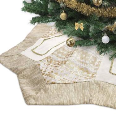 Imagem de Saia de árvore de Natal Valery Madelyn White Gold 120cm