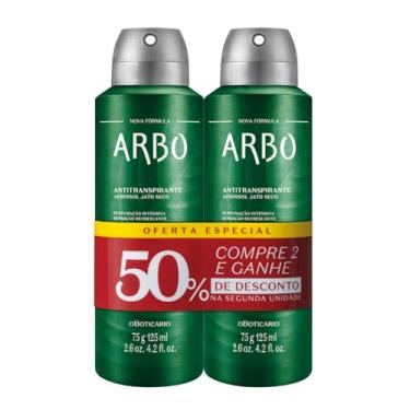 Imagem de Arbo Desodorante Antitranspirante Aerossol, Verde, 2 Unidades de 75g/125ml, Perfumação Intensiva,