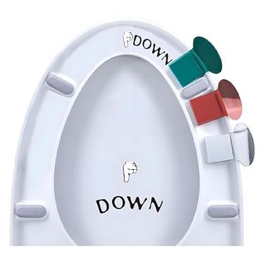 Imagem de Conjunto de 3 peças de levantador de alça de assento de vaso sanitário com decalque, ferramentas de elevação de tampa de banheiro com adesivos, suporte de assento higiênico para casa, hotel