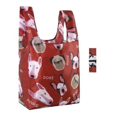 Imagem de BeeGreen 1 pacote com sacos de compras reutilizáveis para amantes de cães, dobráveis para mulheres, extra grandes, sacos de compras reutilizáveis de 22,7 kg, laváveis na máquina, sacos reutilizáveis
