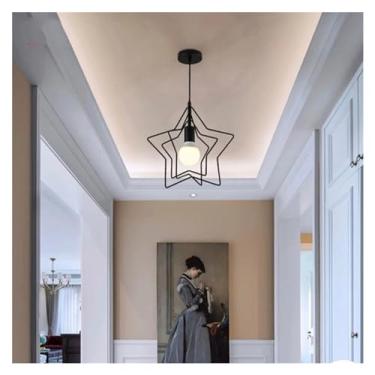 Imagem de Lustre moderno em ferro forjado com soquete de lâmpada E27, acabamento preto/dourado, ideal para sala de jantar, quarto e iluminação de cabeceira, luminária de teto decorativa com design ele