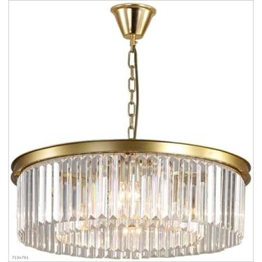 Imagem de Lustre redondo sala de estar lustre de cristal retro cristal pingente luzes led teto luz sala estar restaurante luzes penduradas e144,
