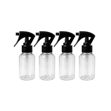 Imagem de Kit 4 Frasco Spray Mini Trigger Preto Borrifador 100ml Liquido Alcool Perfume Multiuso Faxina Refil