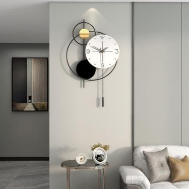 Imagem de JUJUDA Relógio de parede grande para sala de estar, relógios de parede silenciosos de metal decorativo moderno para casa, quarto, cozinha, escritório, 61 cm, grande, preto, relógio de parede operado