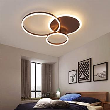 Imagem de Luminária de teto LED moderna com controle remoto, novas lâmpadas suspensas de arte, lustre de teto, geometria redonda e montagem embutida regulável para sala de estar, quarto/branco/3 cabeç