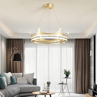 Imagem de Luminária pendente de ouro para uso doméstico, lustre criativo nórdico para quarto, personalidade, coroa de LED, sala de jantar, simples, atmosférica, sala de estar, lâmpada suspensa, vida i
