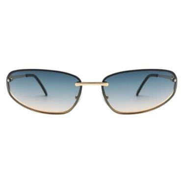 Imagem de Oculos de Sol Oval Premium Original Blogueira Tendencia moda Praia Verão Em Alta UV400 Feminino Unisex - Modelo Next - Cacife Brand (Dourado Collor)