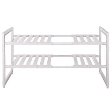 Imagem de Prateleira de cozinha organizadores embaixo da pia rack de armazenamento expansível de 2 camadas para cozinha prateleiras de armário de banheiro talheres (tamanho: largura 30 cm)