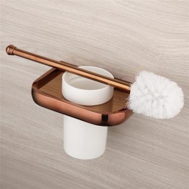 Imagem de WANGKENSU Gancho de casaco ganchos de banheiro rosa dourado acessórios de banheiro escova de banheiro de latão sólido suporte de papel suporte de papel saboneteira prateleira de toalha de parede, kit