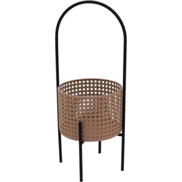 Imagem de CACHEPÔ METAL 50x18x18cm BEGE VASO DECORATIVO ENFEITE PLANTA - NH, Mat