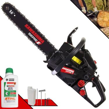 Imagem de Moto Serra Profissional Kawashima KCS-400E À Gasolina 2T 37,2cc de Alta Potência e Rotação Motosserra Ideal Para Todos os Trabalhos + ÓLEO STIHL 2T