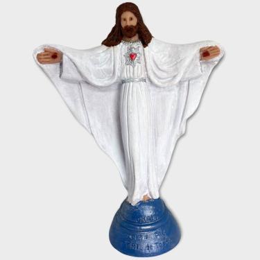 Imagem de Imagem Jesus Oxalá Braços Abertos Branco em Resina 20 cm