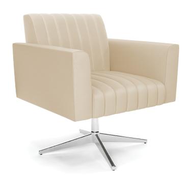 Imagem de Poltrona Giratória Viena Gomada Corino Bege Base Cromada - D'Rossi