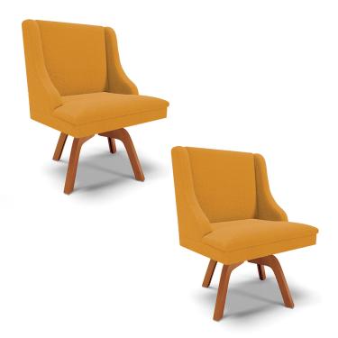Imagem de Cadeira Sala de Jantar Giratória MM35 kit 2 Liz Bouclê Mostarda D03 - D'Rossi