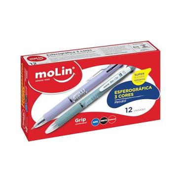 Imagem de Molin Caneta Esferográfica 3 Cores - 0,7mm - Caixa com 12 Unidades